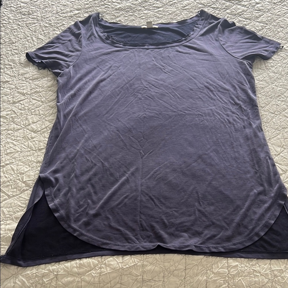 Halogen Purple Distressed Short Sleeve T-Shirt